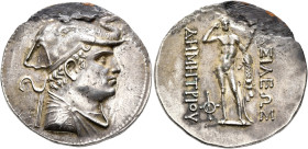 BAKTRIA, Greco-Baktrian Kingdom. Demetrios I, circa 200-185 BC. Tetradrachm (Silver, 33 mm, 16.25 g, 11 h), Baktra. Diademed and draped bust of Demetr...