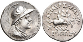 BAKTRIA, Greco-Baktrian Kingdom. Eukratides I, circa 170-145 BC. Drachm (Silver, 19 mm, 4.22 g, 12 h), Baktra or an uncertain mint in the Paropamisada...