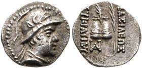 BAKTRIA, Greco-Baktrian Kingdom. Eukratides I, circa 170-145 BC. Obol (Silver, 11 mm, 0.67 g, 1 h), Baktra or an uncertain mint in the Paropamisadai o...