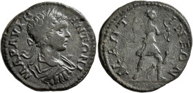 ARCADIA. Mantinea. Caracalla, 198-217. Assarion (Bronze, 23 mm, 6.28 g, 1 h). MAP AVPH ANTΩNI Laureate, draped and cuirassed bust of Caracalla to righ...