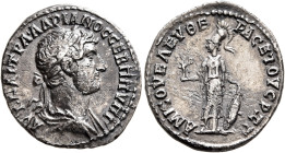 PONTUS. Amisus. Hadrian, 117-138. Drachm (Silver, 19 mm, 2.80 g, 6 h), CY 163 = 131/2. ΑΥΤ ΚΑΙ ΤΡΑ ΑΔΡΙΑΝΟϹ ϹΕΒ Π Π ΥΠ Γ Laureate and draped bust of H...