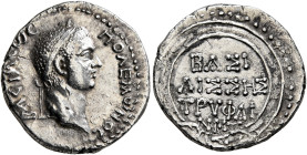 KINGS OF PONTUS. Polemo II, with Tryphaina. 37/8-64. Drachm (Silver, 19 mm, 3.60 g, 3 h), circa 50-58. ΒΑΣΙΛΕⲰC ΠΟΛΕΜⲰΝΟC Diademed head of Polemo II t...