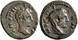 BITHYNIA. Nicaea. Caracalla, 198-217. AE (Bronze, 16 mm, 2.05 g, 6 h). ANTONINOC AYT Laureate head of Caracalla to right. Rev. NIKAIΩN Head of Herakle...