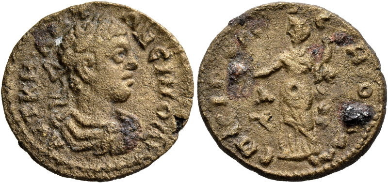 MYSIA. Lampsacus. Elagabalus, 218-222. Assarion (Bronze, 20 mm, 3.85 g, 5 h), Se...