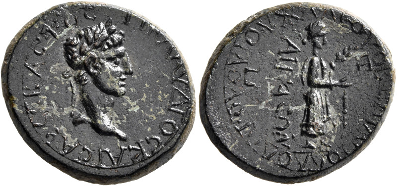 AEOLIS. Aegae. Claudius, 41-54. Assarion (Bronze, 21 mm, 6.51 g, 12 h), Apollodo...