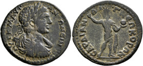 LYDIA. Sardis. Elagabalus, 218-222. Diassarion (Bronze, 26 mm, 5.25 g, 6 h). AYT K M AYP ANTΩNЄINOC Laureate, draped and cuirassed bust of Elagabalus ...