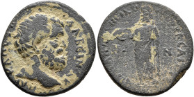 LYDIA. Saitta. Clodius Albinus, as Caesar, 193-195. Tetrassarion (Bronze, 29 mm, 12.56 g, 6 h), Andronikos, archon. KΛΩ CЄΠ AΛBЄIN[OC] K[AI]CAΡ Bare h...