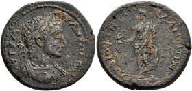 LYDIA. Sala. Elagabalus, 218-222. Tetrassarion (Bronze, 26 mm, 12.11 g, 6 h), Diophantes, archon. ΑΥΤ Κ Μ ΑΥΡ ΑΝΤΩΝЄΙΝΟϹ Laureate and cuirassed bust o...