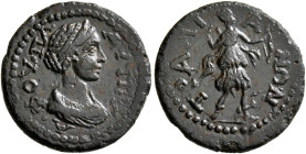 LYDIA. Tralles. Plautilla, Augusta, 202-205. Hemiassarion (Bronze, 18 mm, 2.77 g, 7 h). ΦOY•ΠΛΑΥΤΙΛΛΑ Diademed and draped bust of Plautilla to right. ...