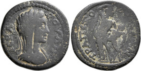 CARIA. Trapezopolis. Pseudo-autonomous issue. Assarion (Bronze, 22 mm, 5.89 g, 7 h), circa 100-150. IЄPA BOYΛH Laureate, veiled and draped bust of Bou...