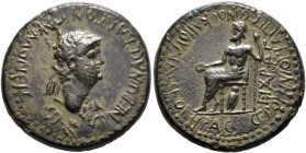 PHRYGIA. Acmoneia. Nero, 54-68. Assarion (Bronze, 20 mm, 4.18 g, 12 h), Loukios Servenios Kapito, archon, with his wife Ioulia Severa, circa 65. ΝEΡⲰΝ...