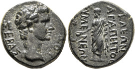 PHRYGIA. Eumeneia. Tiberius, 14-37. Assarion (Bronze, 19 mm, 5.76 g, 11 h), Kleon Agapetos, magistrate. ΣΕΒΑΣΤΟΣ Laureate head of Tiberius (?) to righ...