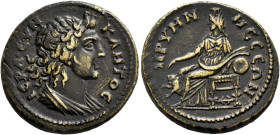 PHRYGIA. Prymnessus. Pseudo-autonomous issue. Triassarion (Orichalcum, 26 mm, 11.08 g, 6 h), time of Marcus Aurelius, 161-180. IЄPA CYNKΛHTOC Draped b...