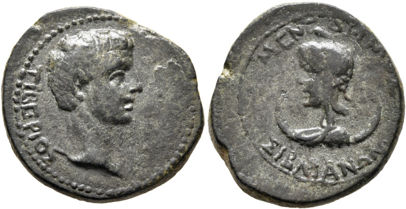 PHRYGIA. Siblia. Tiberius, 14-37. Assarion (Bronze, 20 mm, 5.00 g, 2 h), Menedem...