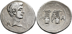 LYCIAN LEAGUE. Augustus, 27 BC-AD 14. Drachm (Silver, 21 mm, 3.45 g, 12 h), Masikytes, circa 27-20 BC. Λ-Y Bare head of Augustus to right. Rev. M-[A] ...