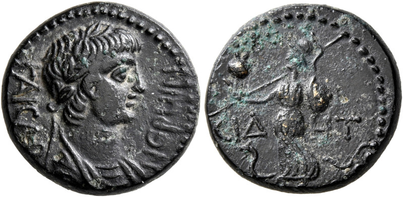 PAMPHYLIA. Side. Nero, 54-68. Hemiassarion (Bronze, 18 mm, 5.09 g, 7 h). NEPωN K...
