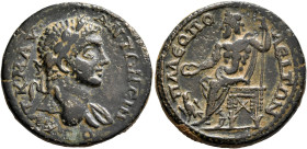 PISIDIA. Palaeopolis. Elagabalus, 218-222. Triassarion (Orichalcum, 25 mm, 9.35 g, 12 h). ΑYΤ Κ Μ ΑΥ ΑΝΤΩΝЄΙΝΟϹ Laureate and draped bust of Elagabalus...