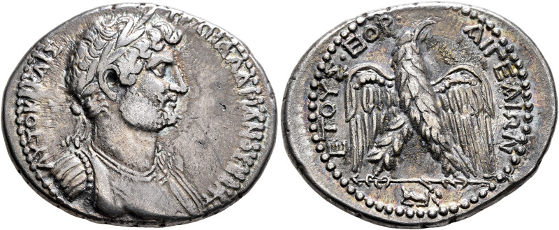 CILICIA. Aegeae. Hadrian, 117-138. Tetradrachm (Silver, 31 mm, 13.41 g, 6 h), CY...