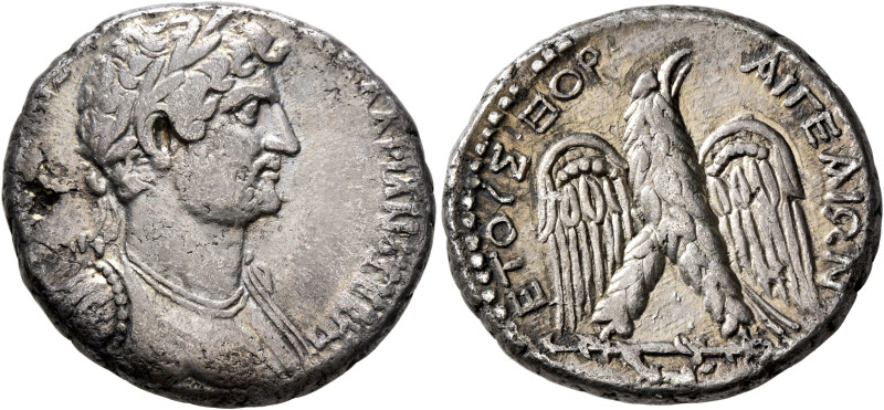 CILICIA. Aegeae. Hadrian, 117-138. Tetradrachm (Silver, 27 mm, 13.19 g, 6 h), CY...