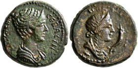 CILICIA. Aegeae. Faustina Junior, Augusta, 147-175. Triassarion (Bronze, 23 mm, 13.48 g, 12 h), CY 194 = 147/8. ΦΑΥϹΤЄIΝΑ ϹЄΒΑϹΤΗ Draped bust of Faust...