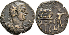 CILICIA. Corycus. Valerian I, 253-260. Octassarion (Orichalcum, 30 mm, 14.39 g, 5 h). AY K [ΠO ΛIK] OYAΛЄPIAN/OC Radiate and cuirassed bust of Valeria...