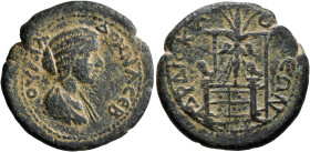 CILICIA. Diocaesarea. Julia Domna, Augusta, 193-217. Triassarion (Bronze, 27 mm, 11.87 g, 1 h). IOYΛIA ΔOMNA CЄB Draped bust of Julia Domna to right. ...