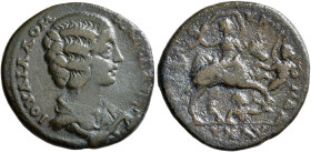 CILICIA. Seleucia ad Calycadnum. Julia Domna, Augusta, 193-217. Assarion (Bronze, 23 mm, 5.79 g, 12 h). IOYΛIA ΔOMNA CЄBACT Draped bust of Julia Domna...