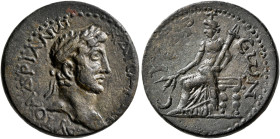 CILICIA. Syedra. Hadrian, 117-138. Diassarion (Bronze, 23 mm, 7.31 g, 6 h). ΑΥΤΟ ΑΔΡΙΑΝⲰ ΚΑΙϹΑΡΙ ϹЄ Laureate head of Hadrian to right. Rev. ϹΥЄΔΡЄⲰΝ D...