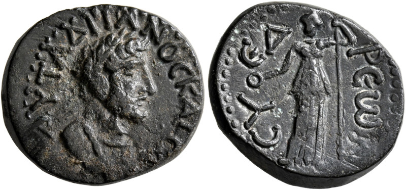CILICIA. Syedra. Hadrian, 117-138. Assarion (Bronze, 19 mm, 5.40 g, 12 h). ΑΥΤ Α...
