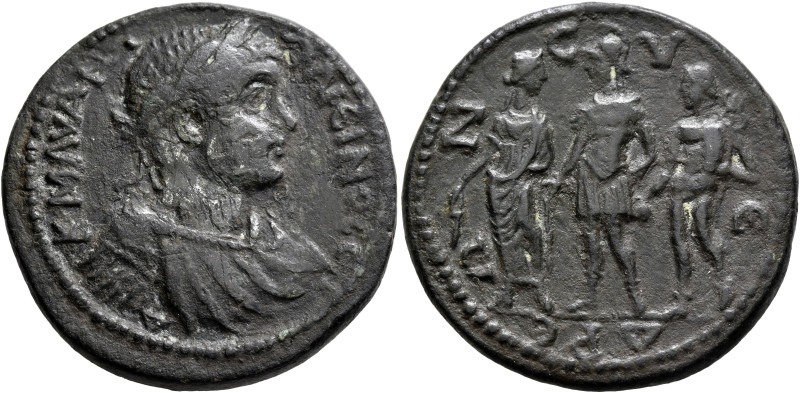 CILICIA. Syedra. Caracalla, 198-217. Tetrassarion (Bronze, 33 mm, 20.05 g, 6 h)....