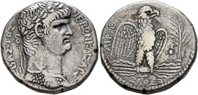 SYRIA, Seleucis and Pieria. Antioch. Nero, 54-68. Tetradrachm (Silver, 25 mm, 11.69 g, 12 h), RY 9 and CY 111 = 62/3. NEPΩN KAIΣAP [Σ]EBAΣTOΣ Laureate...