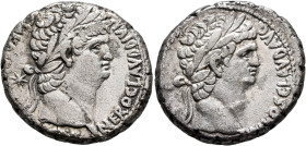 SYRIA, Seleucis and Pieria. Antioch. Nero, with Divus Claudius, 54-68. Tetradrachm (Silver, 26 mm, 13.67 g, 12 h), circa 63-68. NERO CLAVD DIVI CLA[VD...