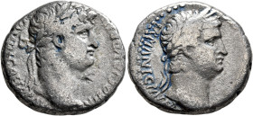 SYRIA, Seleucis and Pieria. Antioch. Nero, with Divus Claudius, 54-68. Tetradrachm (Silver, 25 mm, 13.86 g, 12 h), circa 63-68. NERO CLAVD DIVI CLAVD ...