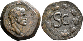 SYRIA, Seleucis and Pieria. Antioch. Galba, 68-69. 'Semis' (Orichalcum, 20 mm, 7.58 g, 11 h). IMP [SER GALBA CAE] AVG Laureate head of Galba to right....