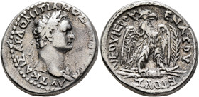SYRIA, Seleucis and Pieria. Antioch. Domitian, 81-96. Tetradrachm (Silver, 27 mm, 14.56 g, 12 h), RY 9 = 89/90. ΑΥΤΟ ΚΑΙΣΑΡ ΔΟΜΙΤΙΑΝΟΣ [ΣΕΒ ΓΕΡΜ] Laur...