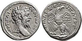 SYRIA, Seleucis and Pieria. Antioch. Septimius Severus, 193-211. Tetradrachm (Silver, 26 mm, 12.23 g, 12 h), 202-205. •ΑΥΤ•ΚΑΙ• - •CЄΟΥΗΡΟC•CЄΒ Laurea...