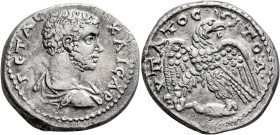 SYRIA, Seleucis and Pieria. Antioch. Geta, as Caesar, 198-209. Tetradrachm (Silver, 26 mm, 12.56 g, 12 h), 205-207. ΓЄΤΑC KAICAP Bare-headed and drape...