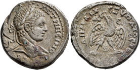 SYRIA, Seleucis and Pieria. Antioch. Elagabalus, 218-222. Tetradrachm (Billon, 26 mm, 13.55 g, 12 h), 219. [AYT•K•M•]A•••ANTⲰNЄINOC•CЄB Laureate head ...