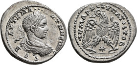 SYRIA, Seleucis and Pieria. Antioch. Elagabalus, 218-222. Tetradrachm (Billon, 29 mm, 13.62 g, 11 h), 219. ΑΥΤ Κ Μ Α ΑΝΤⲰΝЄΙΝΟC CЄΒ Laureate, draped a...