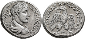 SYRIA, Seleucis and Pieria. Laodicea ad Mare. Caracalla, 198-217. Tetradrachm (Billon, 28 mm, 16.44 g, 12 h), 205-207. AYT KAI ANTΩNЄINOC C Laureate a...