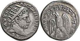 SYRIA, Seleucis and Pieria. Laodicea ad Mare. Caracalla, 198-217. Tetradrachm (Billon, 27 mm, 13.50 g, 1 h), 212-213. •AYT•KAI•ANTΩNЄINOC•CЄ• Radiate ...