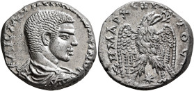 SYRIA, Seleucis and Pieria. Laodicea ad Mare. Diadumenian, as Caesar, 217-218. Tetradrachm (Billon, 26 mm, 13.58 g, 1 h). ΚAIC•M OΠЄΛ•ANTΩNЄINOC Bare-...