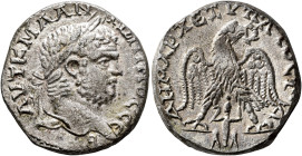 PHOENICIA. Ace-Ptolemais. Caracalla, 198-217. Tetradrachm (Billon, 25 mm, 12.90 g, 12 h), 215-217. ΑΥΤ Κ Μ Α ΑΝΤΩΝΙΝΟC CЄΒ Laureate, draped and cuiras...