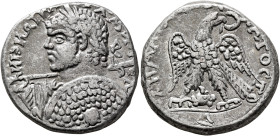 PHOENICIA. Aradus. Caracalla, 198-217. Tetradrachm (Billon, 26 mm, 13.88 g, 11 h), 215-217. AYT•K•M•AY ANTONЄINOC Laureate and cuirassed bust of Carac...