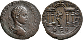 PHOENICIA. Berytus. Elagabalus, 218-222. Tetrassarion (Bronze, 28 mm, 14.74 g, 1 h). [IMP CAE]S M AVR ANTONINVS AVG Laureate, draped and cuirassed bus...