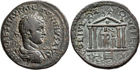 PHOENICIA. Berytus. Elagabalus, 218-222. Octassarion (Bronze, 29 mm, 21.18 g, 6 h). IMP CAES M AVR ANTONINVS AVG Laureate, draped and cuirassed bust o...