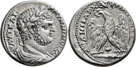 PHOENICIA. Tyre. Caracalla, 198-217. Tetradrachm (Billon, 26 mm, 12.65 g, 12 h), 209-212. ΑΥΤ ΚΑΙ••ΑΝΤⲰΝΙΝΟC CЄ Laureate, draped and cuirassed bust of...