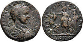 PHOENICIA. Tyre. Elagabalus, 218-222. Octassarion (Bronze, 29 mm, 16.67 g, 12 h). IMP CAES M AV ANTONINVS AV Laureate, draped and cuirassed bust of El...