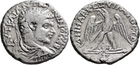 JUDAEA. Aelia Capitolina (Jerusalem). Caracalla, 198-217. Tetradrachm (Billon, 27 mm, 11.49 g, 6 h), 215-217. ΑΥΤ ΚΑΙ ΑΝΤⲰΝΙΝΟC CЄB Laureate, draped a...