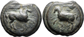 Anonymous, circa 270 BC. Aes Grave Semis (Bronze, 58 mm, 155.77 g, 12 h), Rome. Pegasus flying right; below, S; all on a rised disk. Rev. Pegasus flyi...